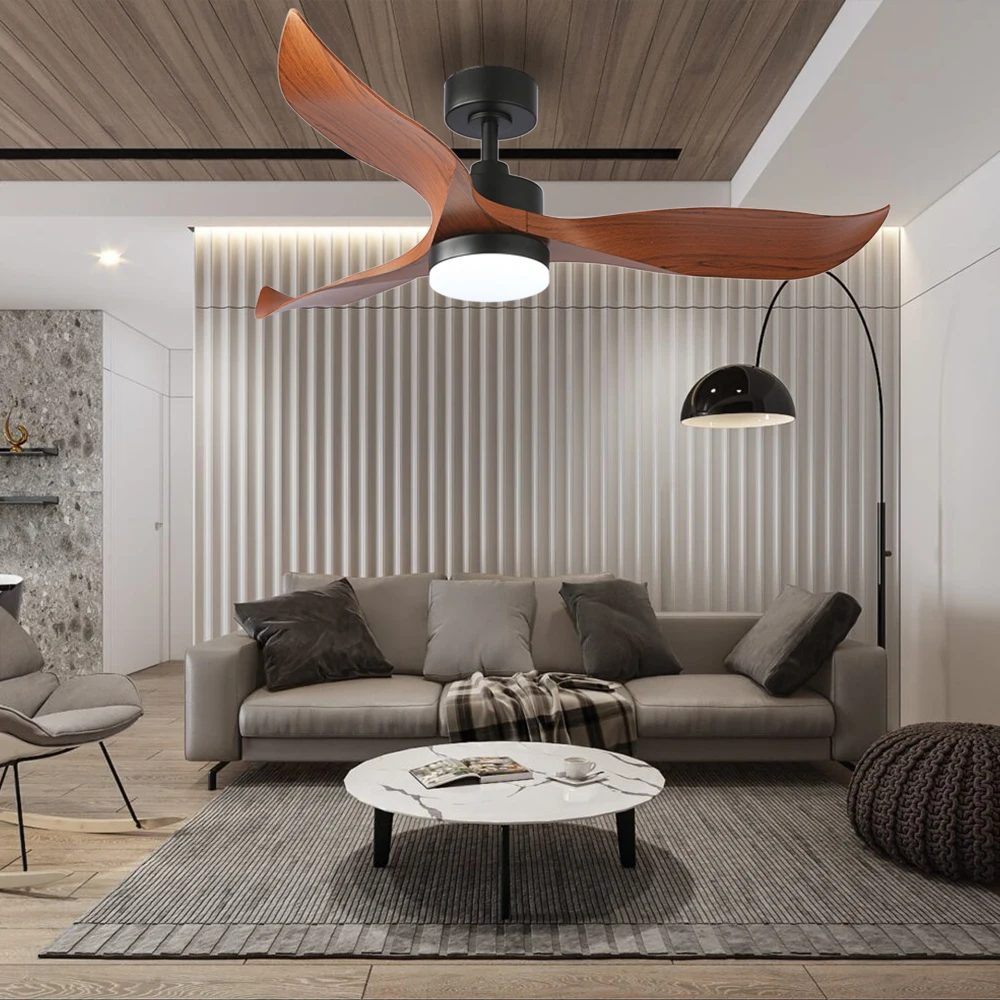 AIERTEC 52' Modern 3 ABS Blades Ceiling Fans With Light  All Copper Motor Remote For Bedroom Living Room Patio