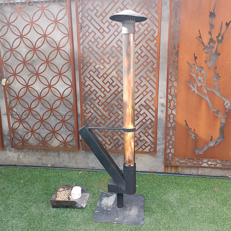 Biomass Rocket Stove Patio Wood Pellet Heater Fireplaces Outdoor Fire Column Pellet Torch