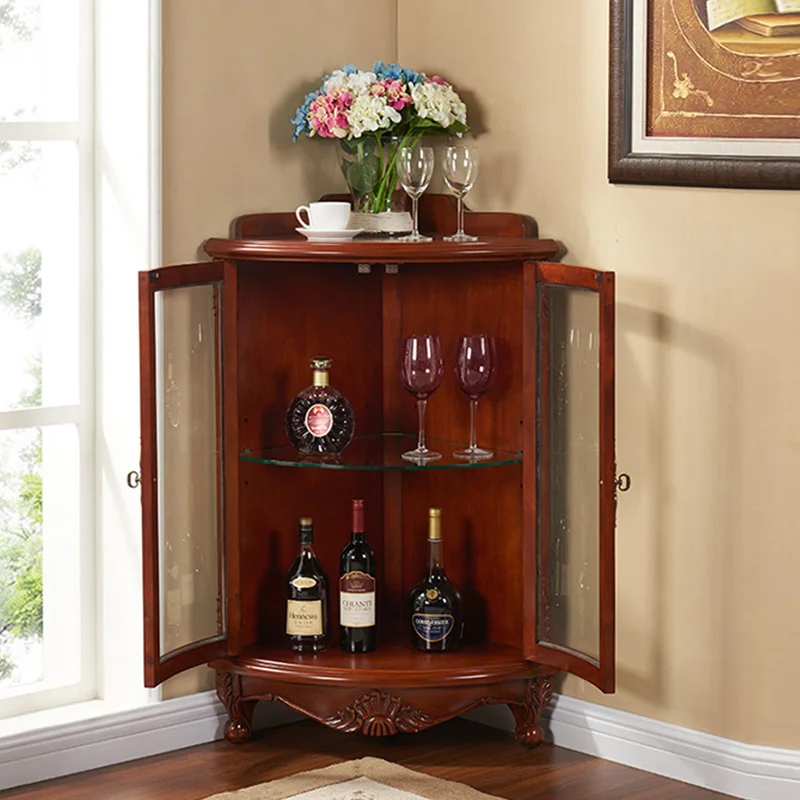 Hot selling home bar furniture corner wine cabinet  living room storage cabinet wooden corner home bar wine cabinet