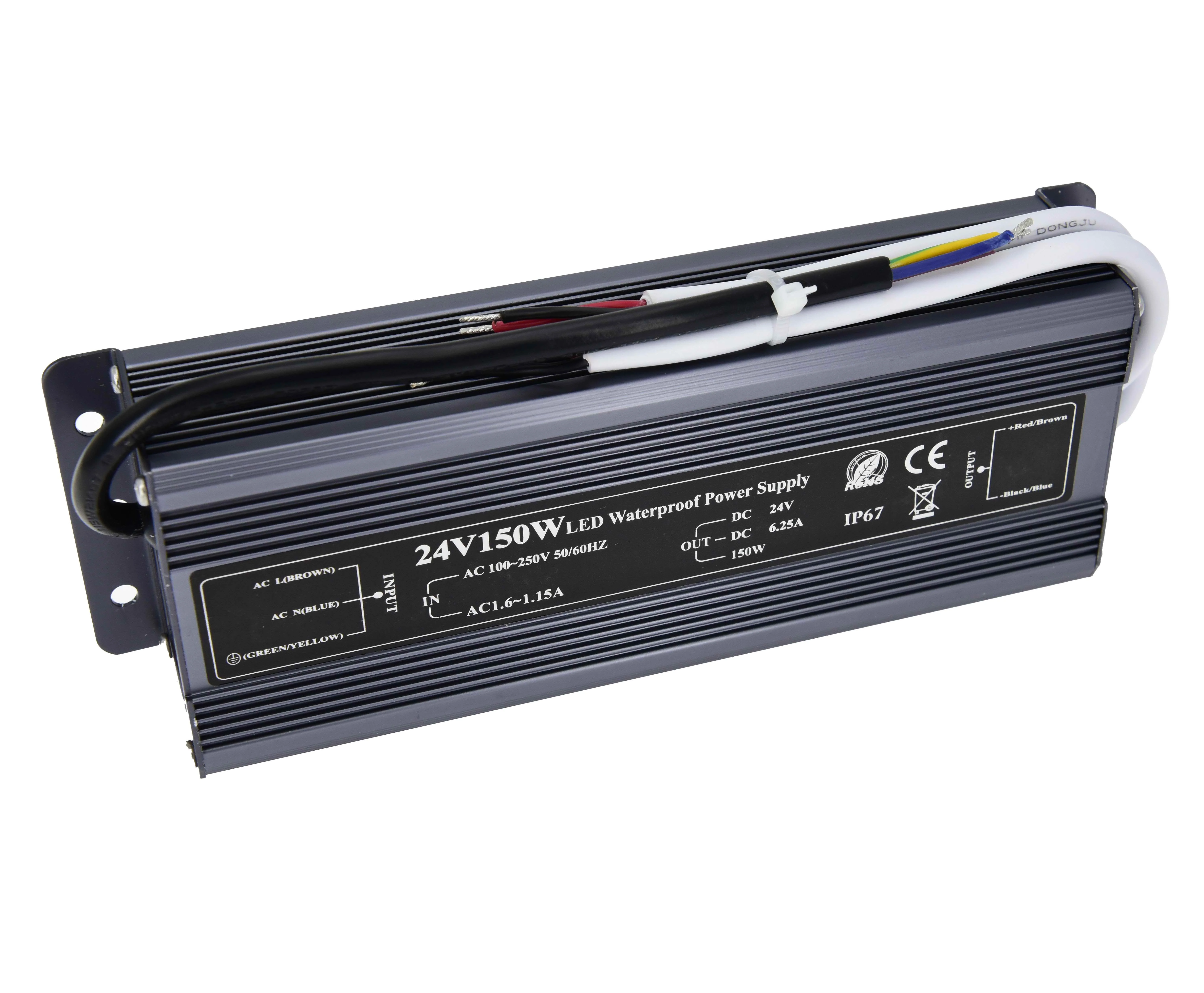 Alu Housing Waterproof DC24V IP67 150W Power Supply Constant Voltage Outdoor Switching LED Driver