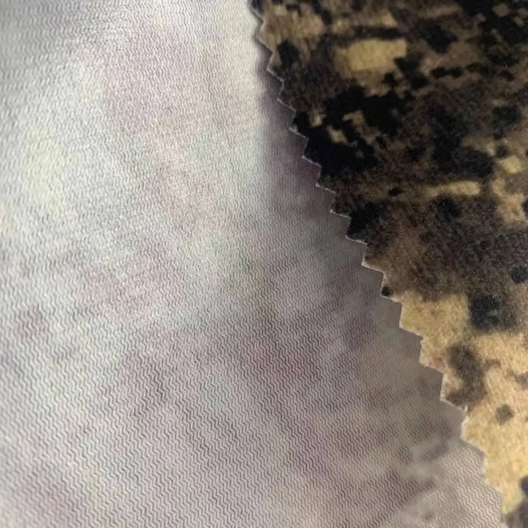 factory wholesale camouflage knitted fabric alova 100%polyester printed breathable fabric outdoor knitting fabric
