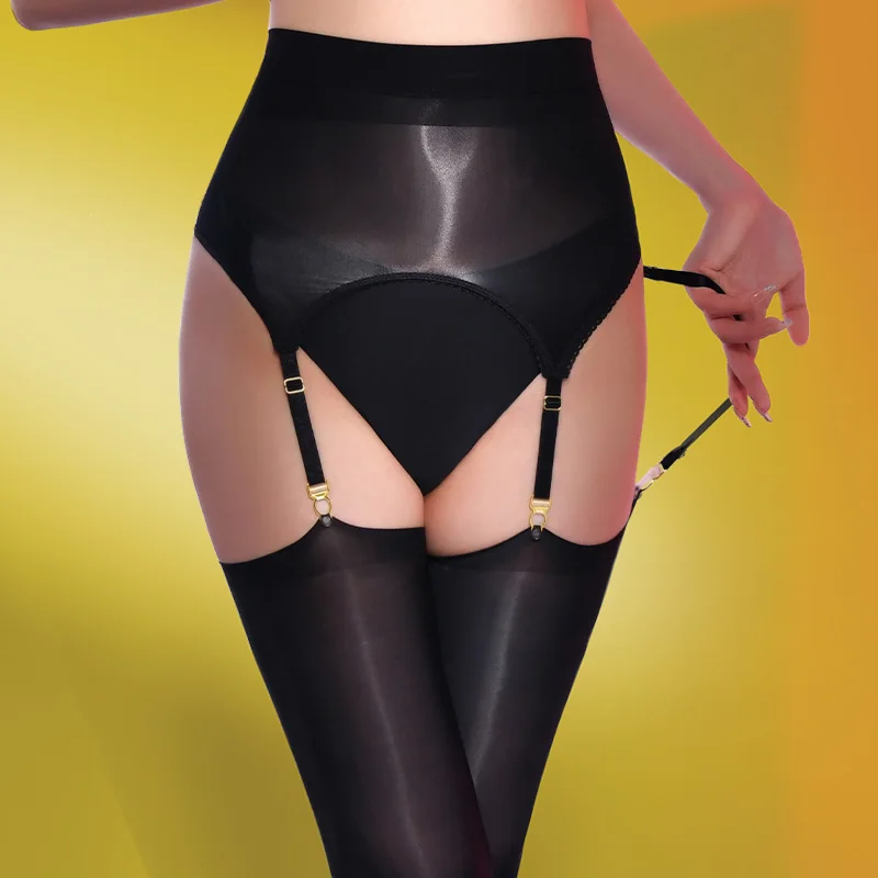 Wholesale open crotch Suspender Stocking for women Oily Shiny Silky Sexy Suspenders Pantyhose Tights