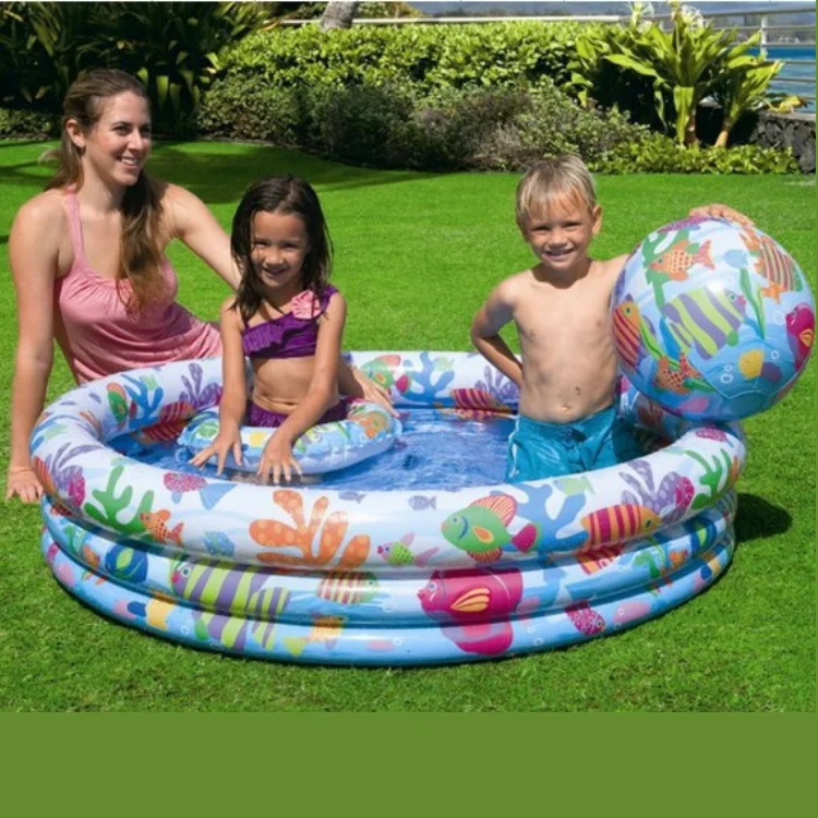 
Hot Selling Colorful Inflatable 3 Rings Swimming Pool 130cm Spa Pool For Kids 