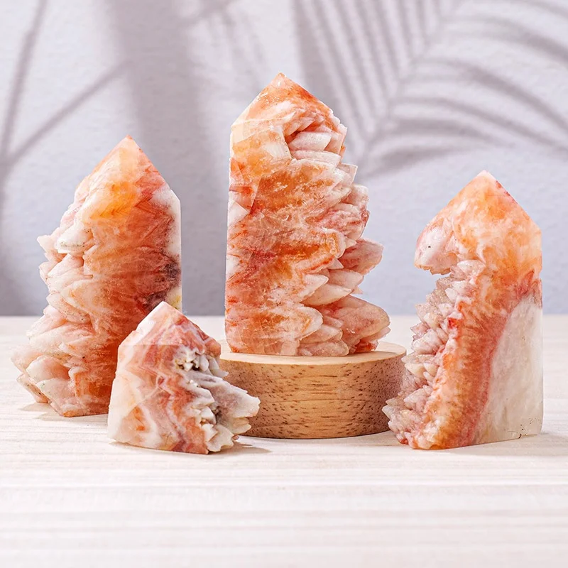 Wholesale raw gemstone specimen tower point healing reiki red crystal teeth point for decoration