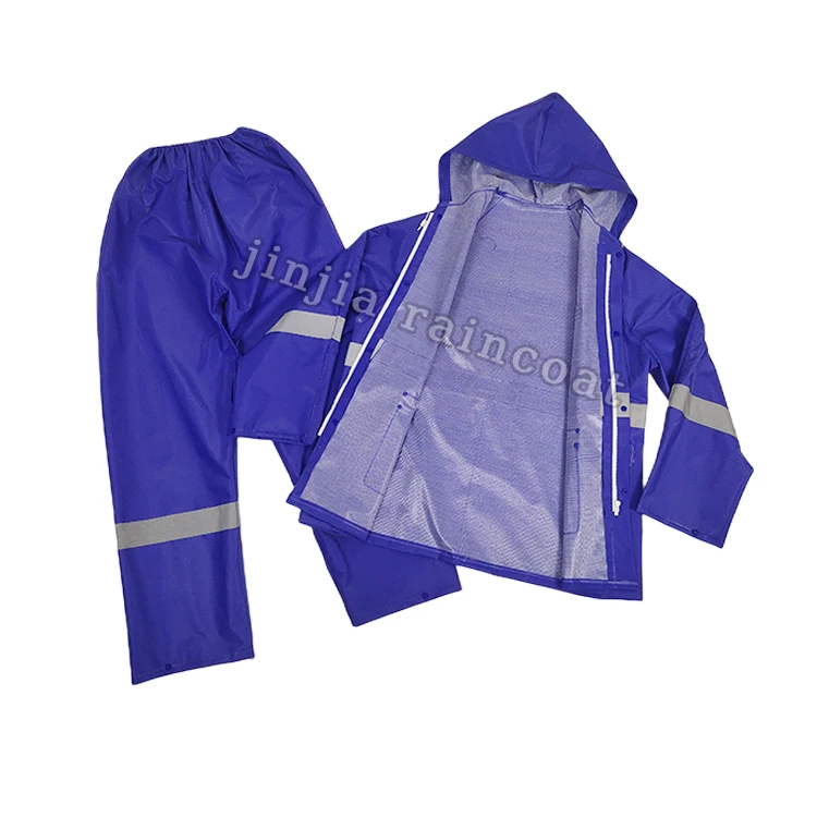 hi vis work wear Safety jackets reflective work waterproof raincoat heavy duty pvc polyester pvc rainsuit outdoor