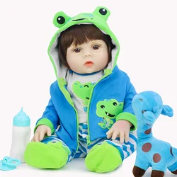 Reborn Baby Dolls 53cm Realistic Newborn Baby Dolls Lifelike Weighted Pee Reborn Dolls with Green Frog Outfits