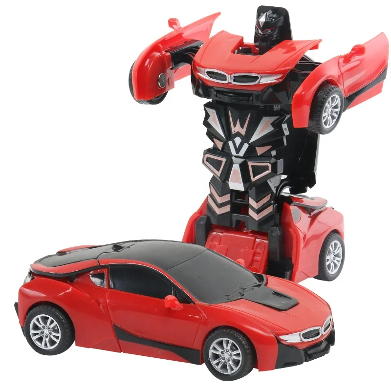 Wholesale cheap plastic kids children automatic robot inertial impaction transformed car toy