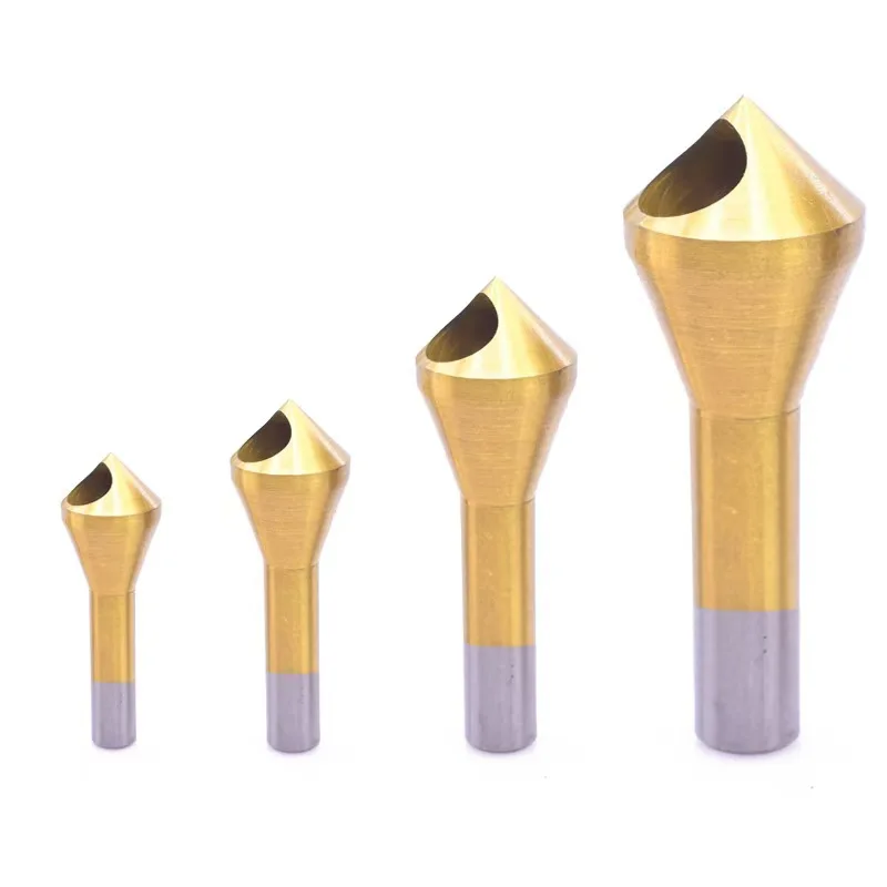 4PCS Countersink Chamfer Deburring Tool Set, High Speed Steel Hole Deburring Tool, Metal Wood Drill Bits for Wood