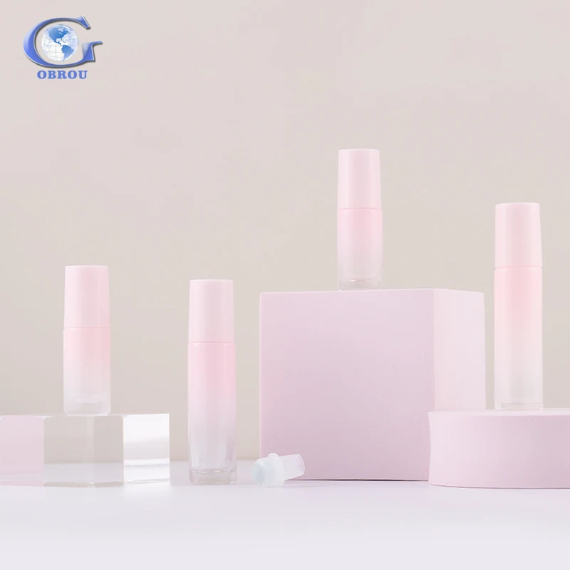 5ml 10ml 20ml 30ml 50ml 100ml 40zs serum gradient pink color essential oil dropper bottle glass cosmetic jar roller pump bottles