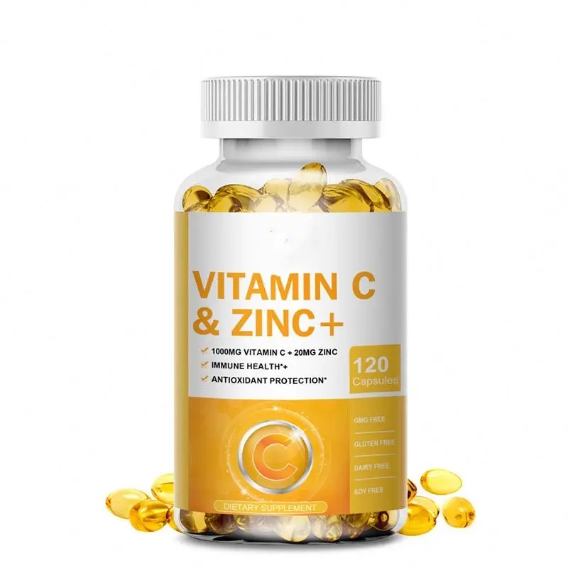 Private Label OEM 120pc Bioavailable Supplement with Zinc Ascorbate and Zinc Oxide Non-GMO Vitamin C Capsule