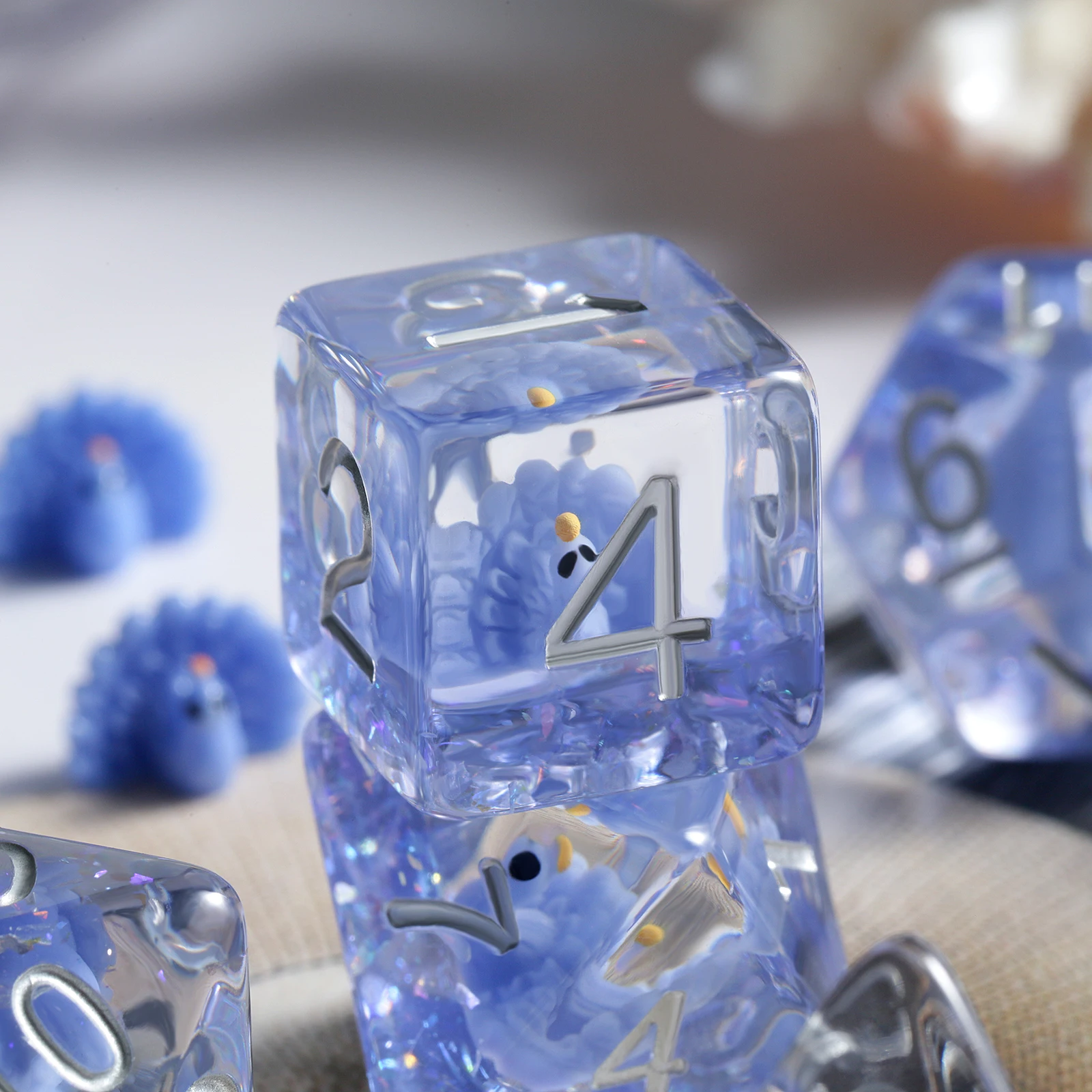 Peacock DND Dice Set Gaming Dice 7PCS Cute Resin D&D Dice for Dungeons and Dragons Role Playing Games and Tabletop Games