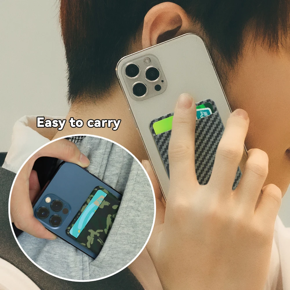 New Built-in 17pcs Magnet Can Hold 2 PCs Credit Card Stick on Phone Back Silicone Magnetic Phone Card Holder Phone Wallet