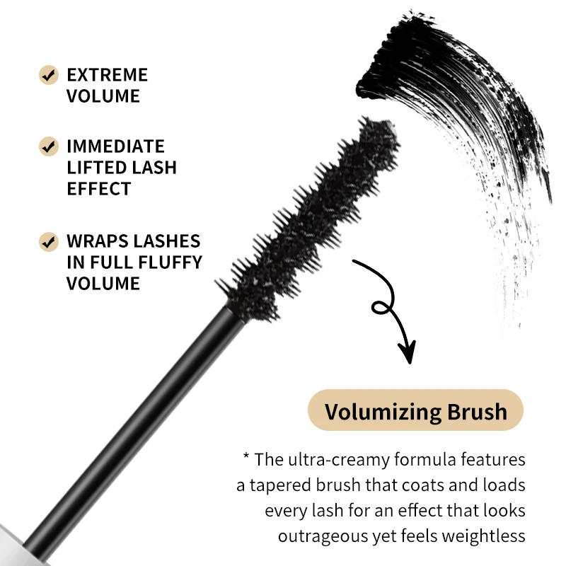 Mascara Voluming Waterproof Quick Dry Black Lengthening Mascara Brush Tube Eyelash Curling Thick Mascara Private Label