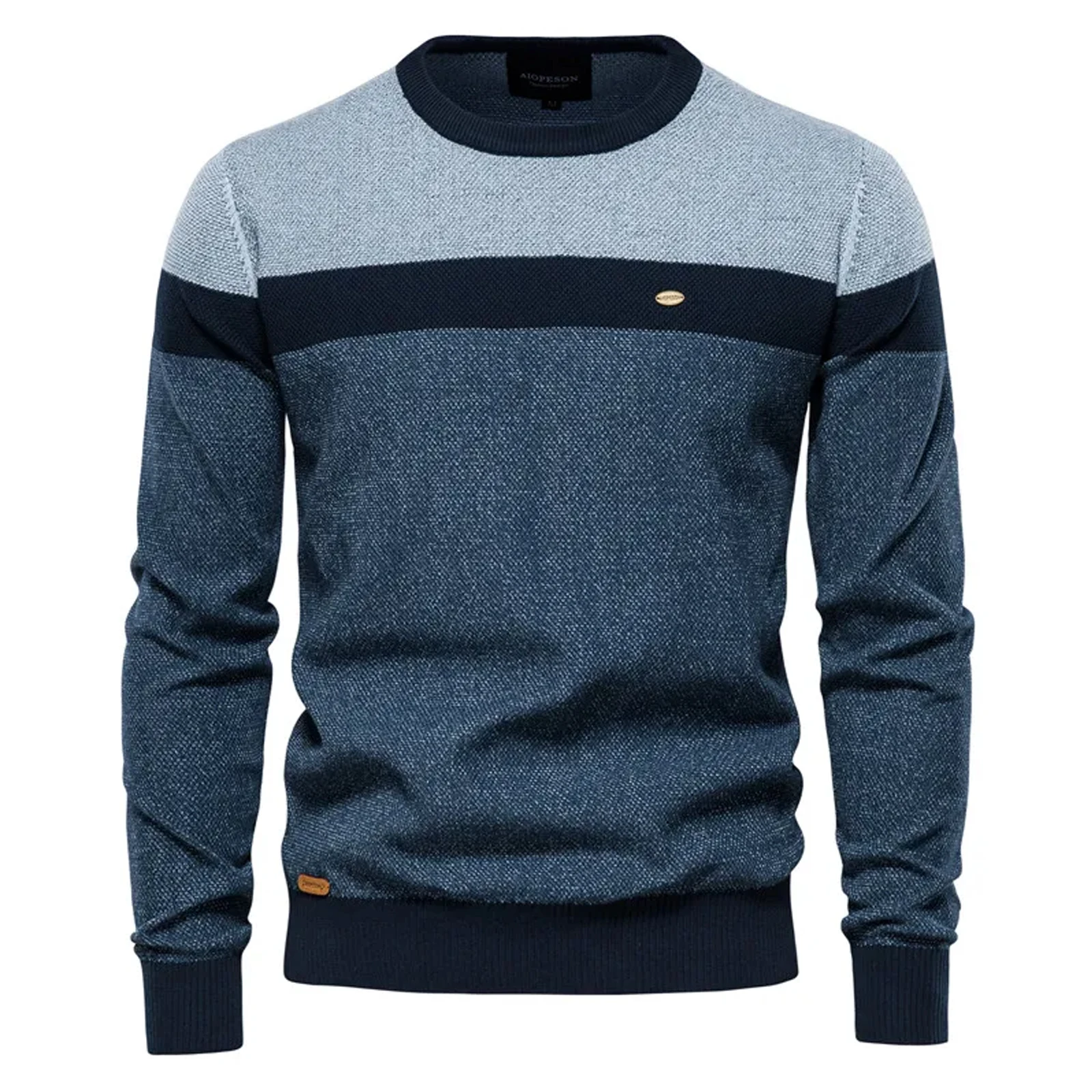 Knitwear Manufacturer Custom Crew Neck Male Cotton Stripe Knitwear Man Sweater for Men