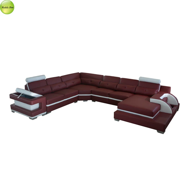Professional custom two-color sofa cover design large size sliding Angle leather sofa for villa