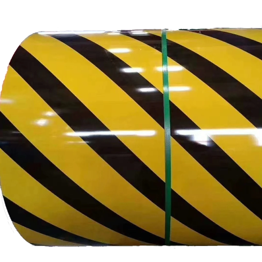 New Design Yellow-black Warning Stripes Pattern Color Coated Prepainted Galvanized Steel Coil