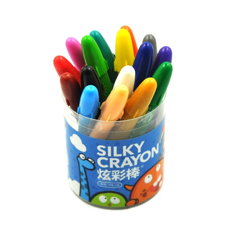 Sunny Art 12 Colors Rocket Shape Non Toxic Twistable Silky Crayons Water Soluble Krayon Dapat Diputar 12 Warna