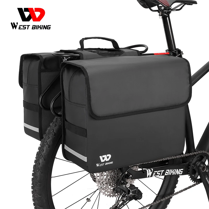 WEST BIKING 36L Bicycle Trunk Bag Waterproof MTB Road Bike Pannier Bag Cycling Double Side Rear Rack  Carrier Tail Bike Bag