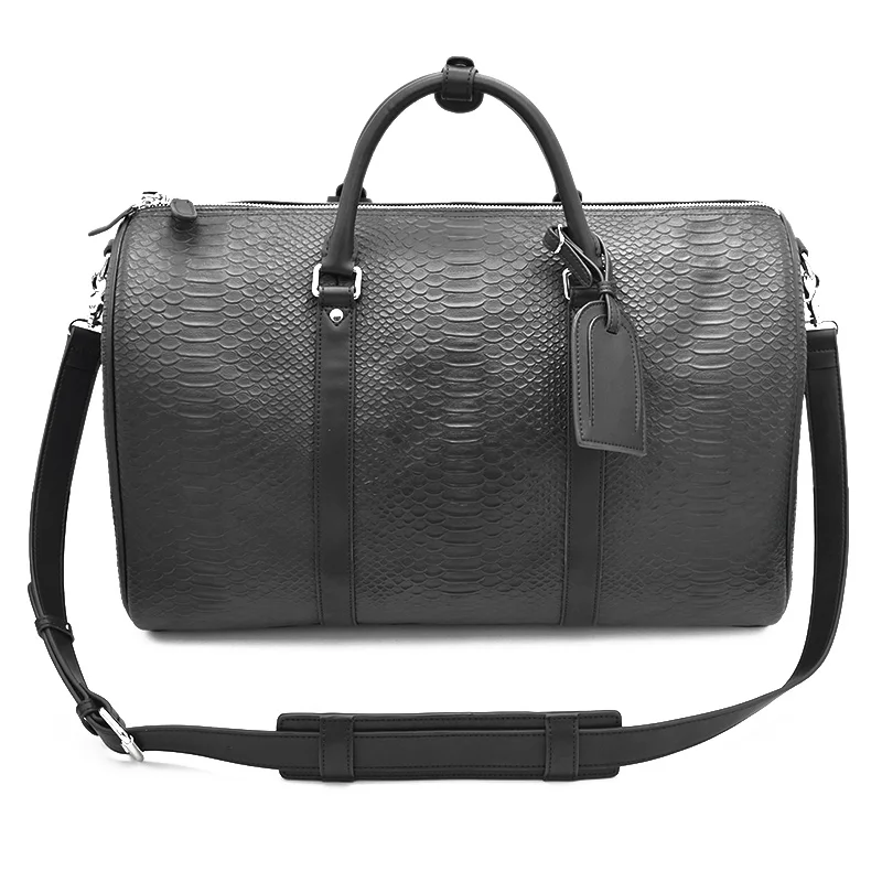 Luxury Custom Logo Snakeskin Leather Waterproof Large Gym Duffel Bag Custom Travel Bags For Mens