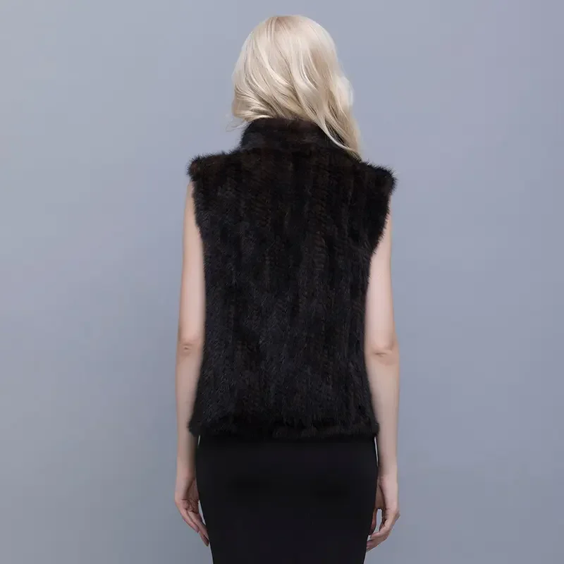 MWFur Street Fashion Outwear Fashion  Mink knitted Fur Vest Womens Fur Vest Winter Fashion Vests Mink Fur Coats Women