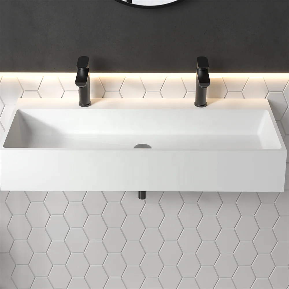 New Fashion Basin Solid Surface White Wall Hung Sink Bathroom Vanity Basin Artifficial stone Hand wash Sinks