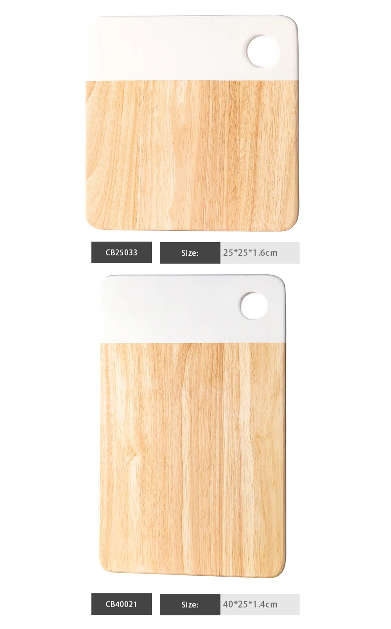 Cheese Chopping Board Wood -Natural Organic Rubber Wooden&Marble Cutting Board with White Painting