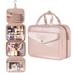 portable brushes Organizer ladies Women hanging toiletry wash makeup case leather beauty Cosmetic travel bag