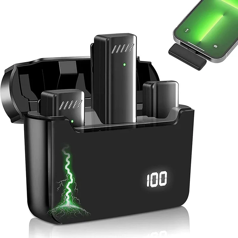 Professional High Quality Small Mic 2.4G Dual Wireless Lavalier Microphone Wireless Microphones for iphone video recording