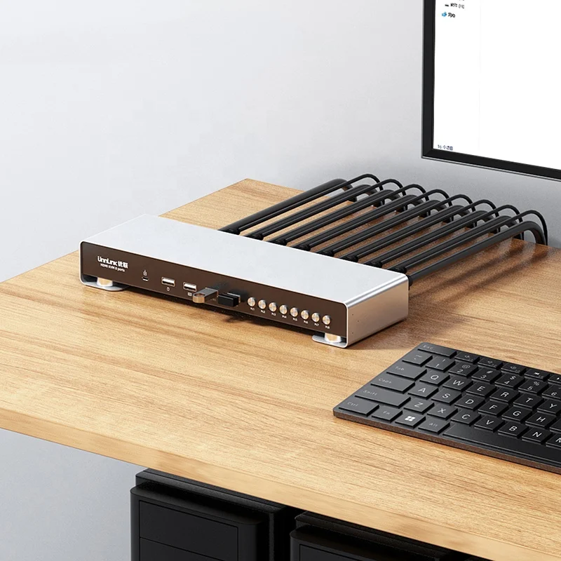 4K@60Hz HDMI KVM Switch 8 Port with Hot Key Extended Controller Sharing 4 USB Ports Switcher Factory OEM ODM Hot Sale