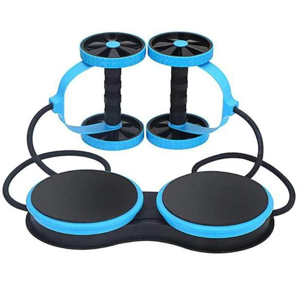 Multi-functional belly double wheel pull dumbbell waist twisting disc exercises ab wheel abs roller for Advanced Abdominal
