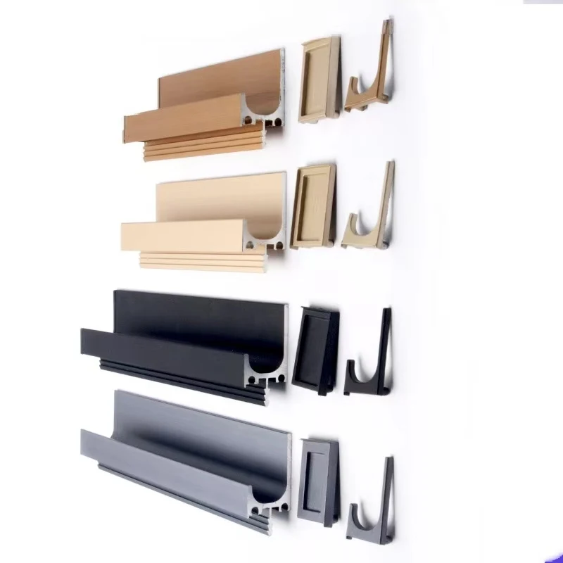 Manufacturer Direct Sales Embedded Aluminum Alloy L-Shape Door Handle with Hidden Handle Kitchen Dresser Wardrobe Bedroom Use
