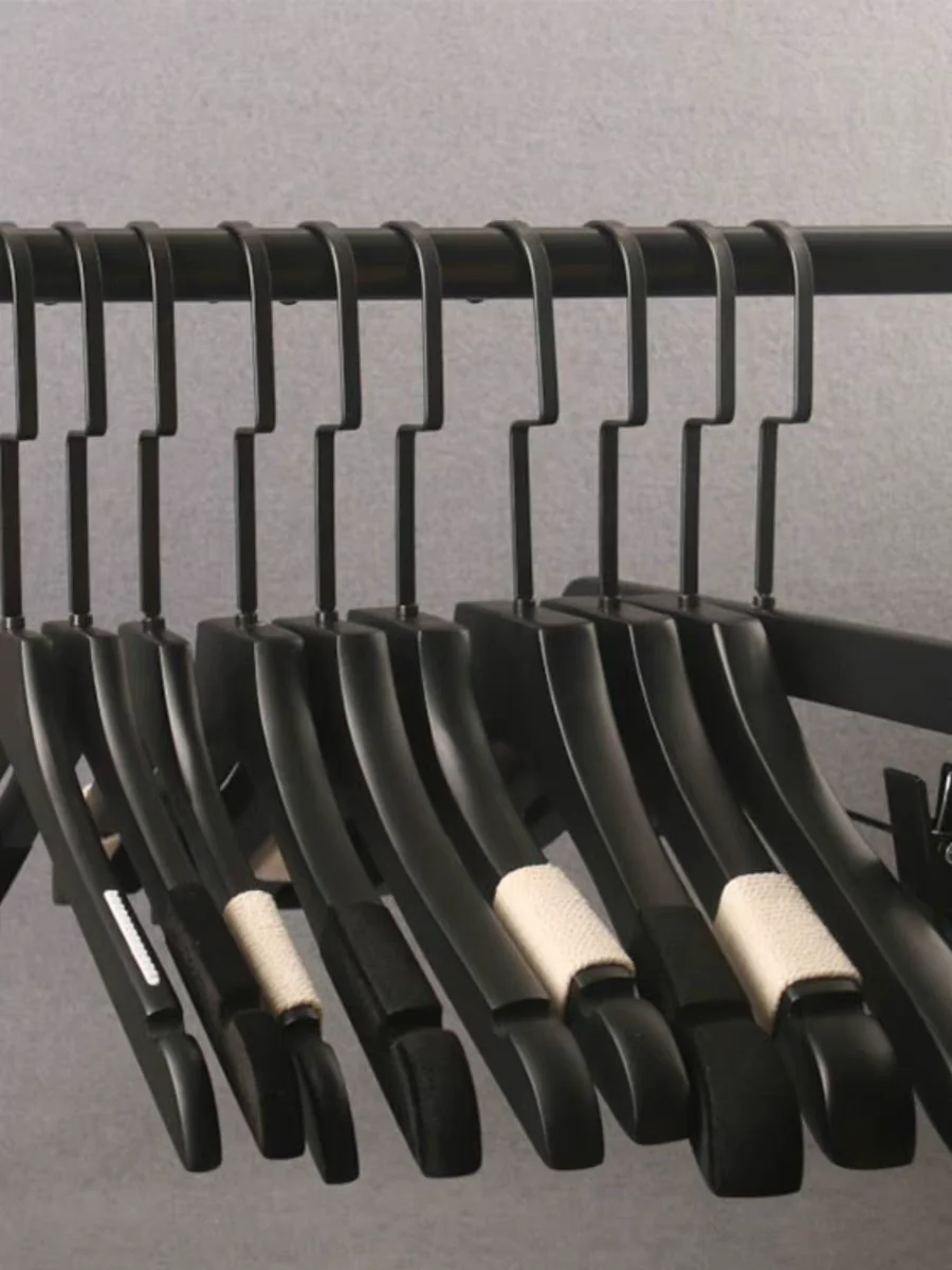 High Quality Black color Wooden Clothes Hangers Wooden Suits Coats Pants hangers