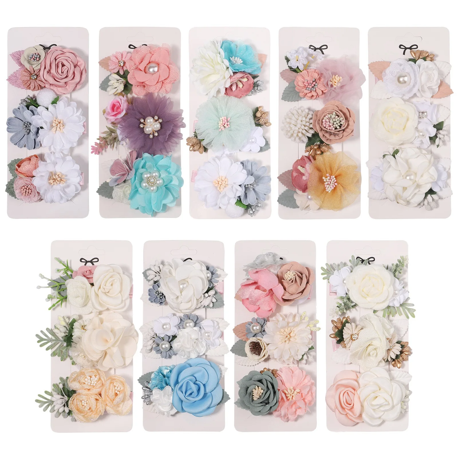 New Design Simulation Head Flower Wedding Diy Clothing Accessories Cloth Flower Brooch Jewelry Hair Accessories Clip