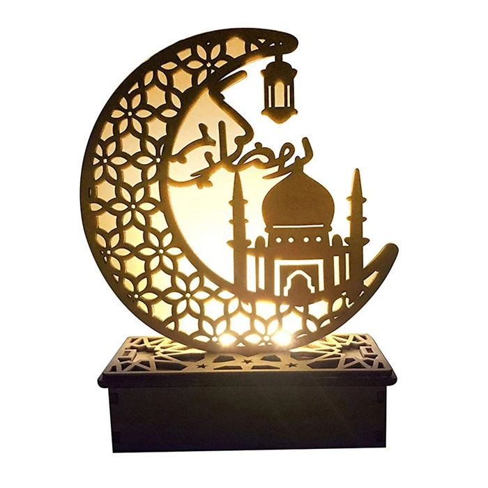 Лампа Mubarak Ramadan Eid Moonlight оптовая продажа домашний декор Детские ночные огни деревянная модель для мусульманского фестиваля подвесные украшения