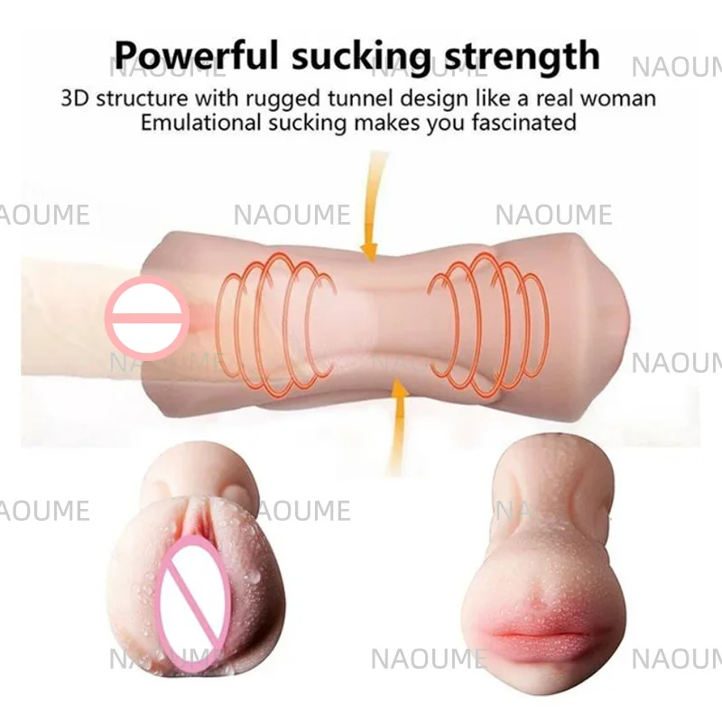 Hot Sale Realistic Vagina Male Masturbator 2 in 1 Sex Toy mouth and vagina Pocket Pussy masturbation Cup Adult Sex Toys For Men