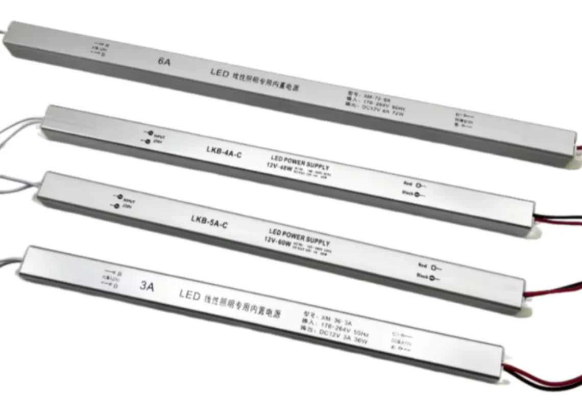 ultra slim strip IP20 Aluminum housing AC180-240v 12/24v48w led power supply