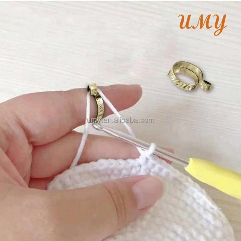 Sewing Thimble Yarn Guide Finger Holder Adjustable Knitting Crochet Loop Tension Ring Thimbles Accesorios Crochet Tension Rings