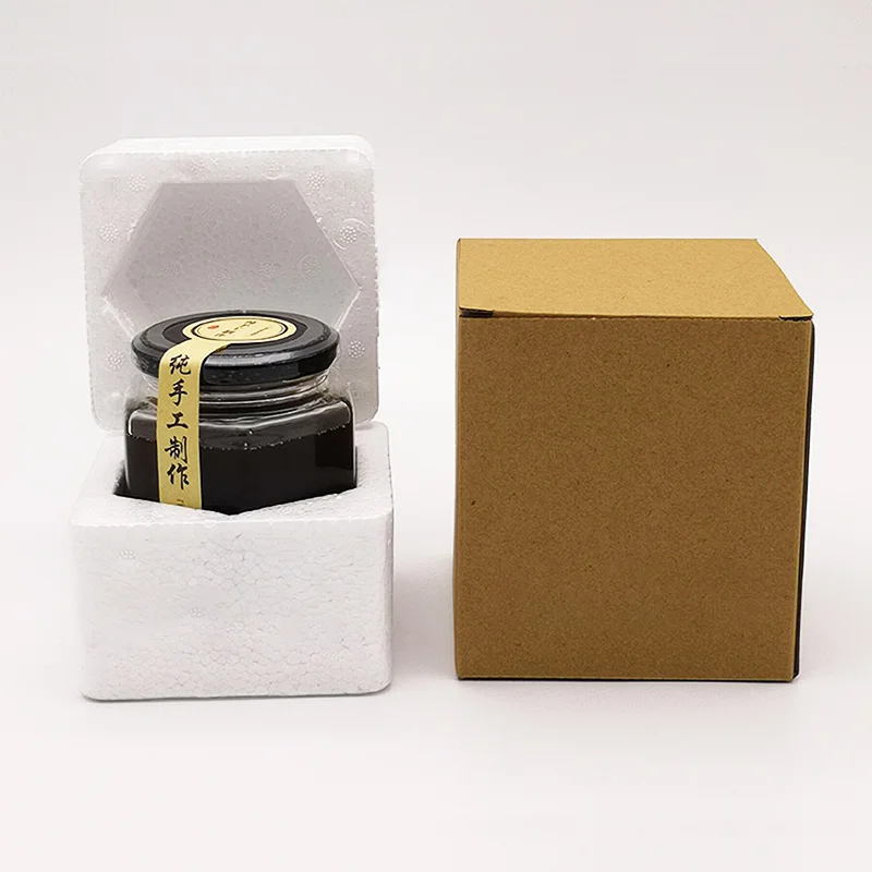 Wholesale Empty Hexagon Airtight Food Storage Container Set 100ml 280ml 380ml 500ml Glass Pickle Jam Honey Jars with Metal Lid