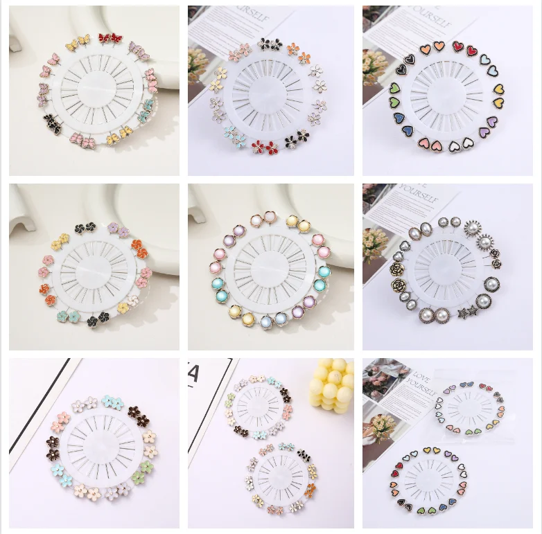 New Fashion Colorful Hijab Pins All Kinds of Shape Scarf Pin Brooches for Muslim Ladies