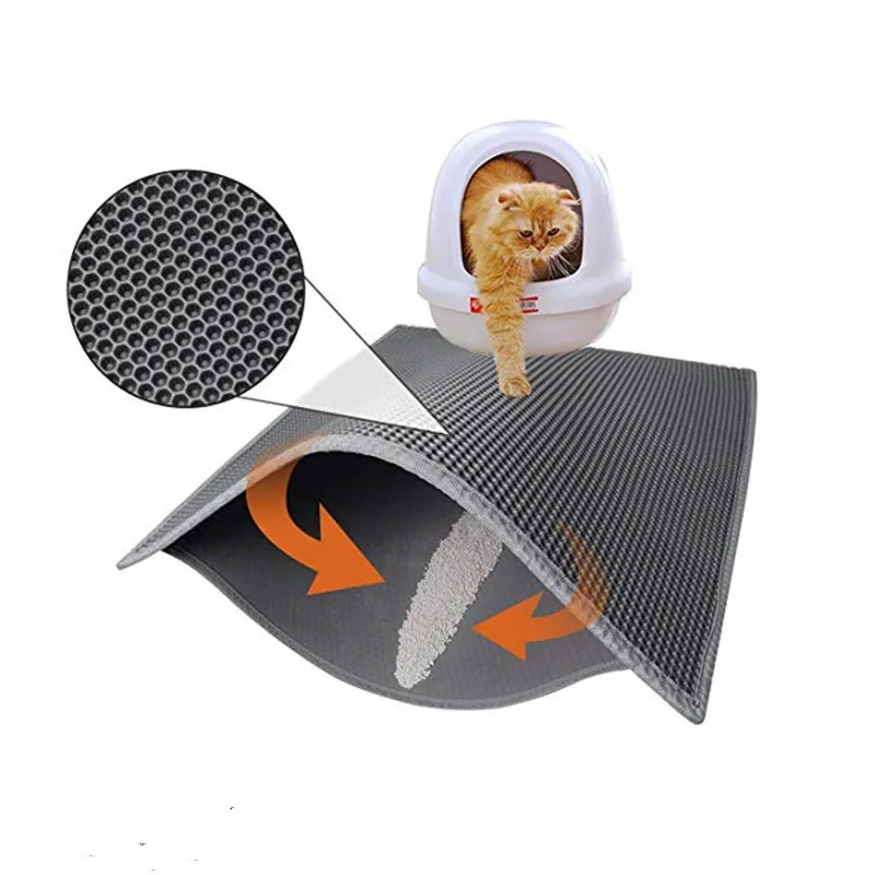 Pet Cat Mat Double-Layer Cat Litter Trapper Mats with Waterproof Bottom Layer Easy Cleaning Protect Floor Cat Bed