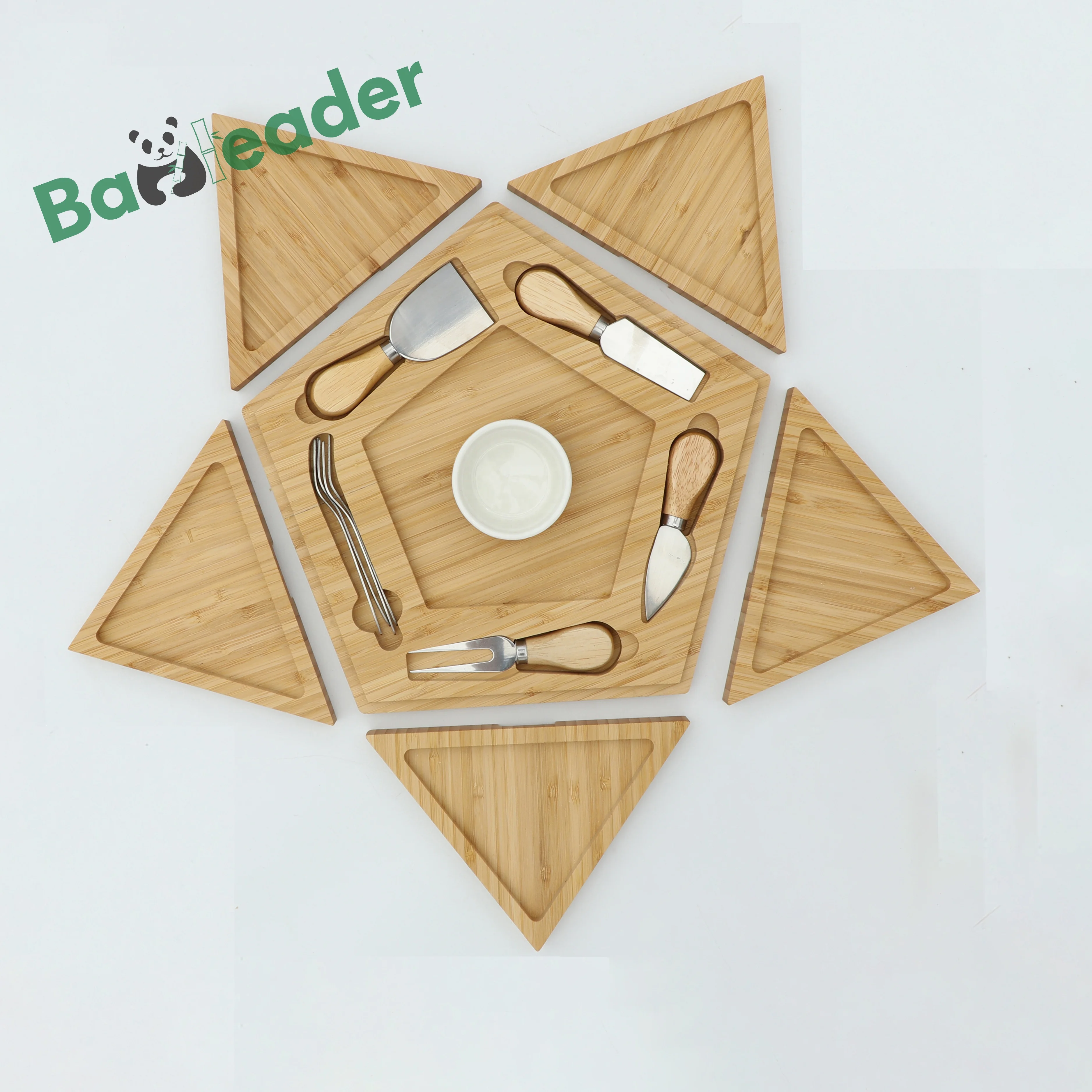 Star Shaped Charcuterie Board Wood Cheese Tray Plate Tablas De Madera Para Quesos Star Shaped Bamboo Cheese Board and Knife Set