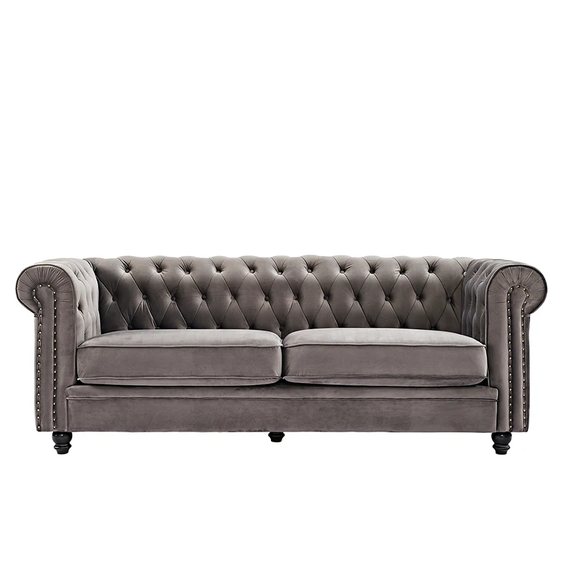 USA in stock drop shipping service home furniture grey color l shape velvet