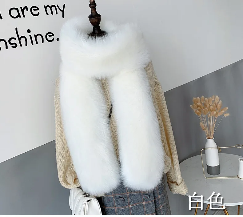 Manufacturers Extended Warm Scarf 100% Polyester Fashionable Faux Fox Fur Scarves Rabbit Fashion Scarf/shawl