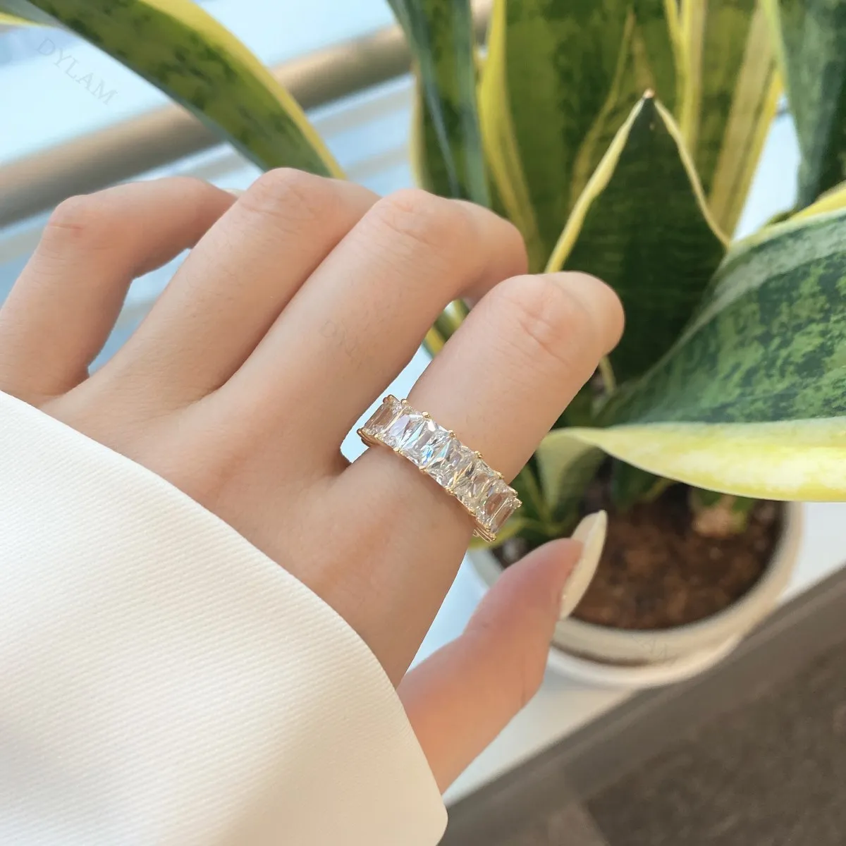 Dylam Tarnish Free Luxury elegant Weeding Series Hot Sale Rhodium and gold plated Zircon 925 sterling silver Rings for Marriage