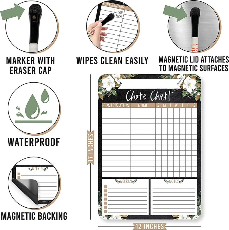 Custom magnetic dry erase whiteboard sheet for fridge chore chart kids reward chart for toddlers at home easy to write and erase