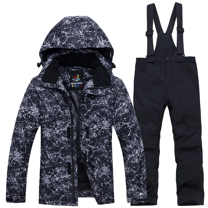 Wholesale high quality boys girls children warm thick snow jacket suits outdoor waterproof winter ski pants kids skiing suit
