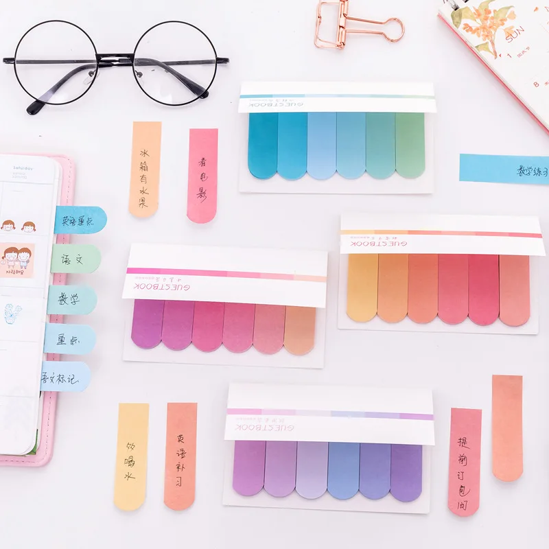 Self-Adhesive Cute Kawaii Index Fancy Memo Pad Colorful Kids Sticky Notes Pad Set