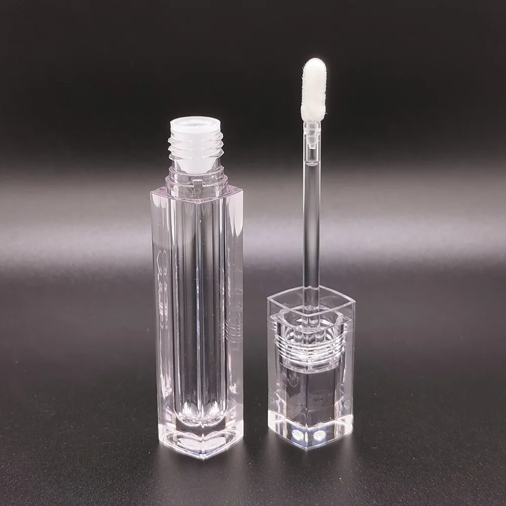 
4ml Empty Bottle Transparent Tube Cosmetic Grade For Custom Square Lip Gloss Plastic Packaging 