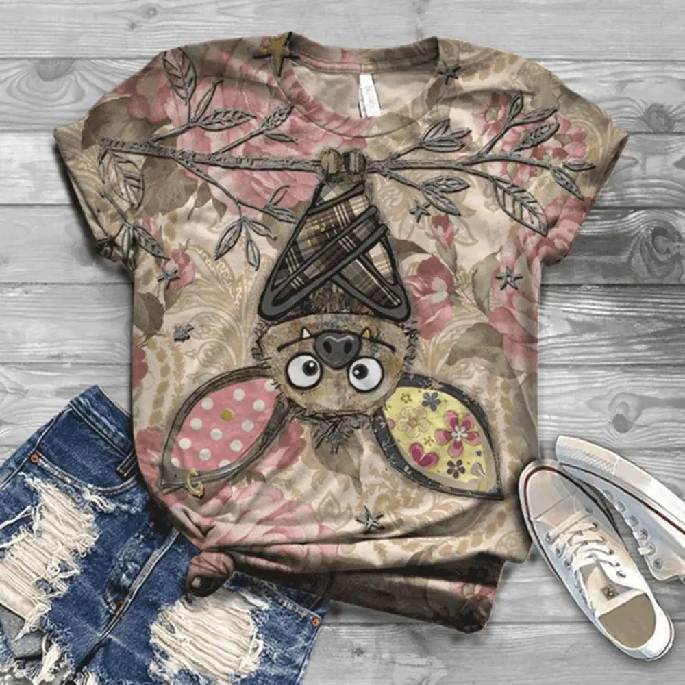 Girl Cat T-shirt Lady Summer Cotton Casual T Shirt Women Streetwear Top Tees Female Poleras Mujer