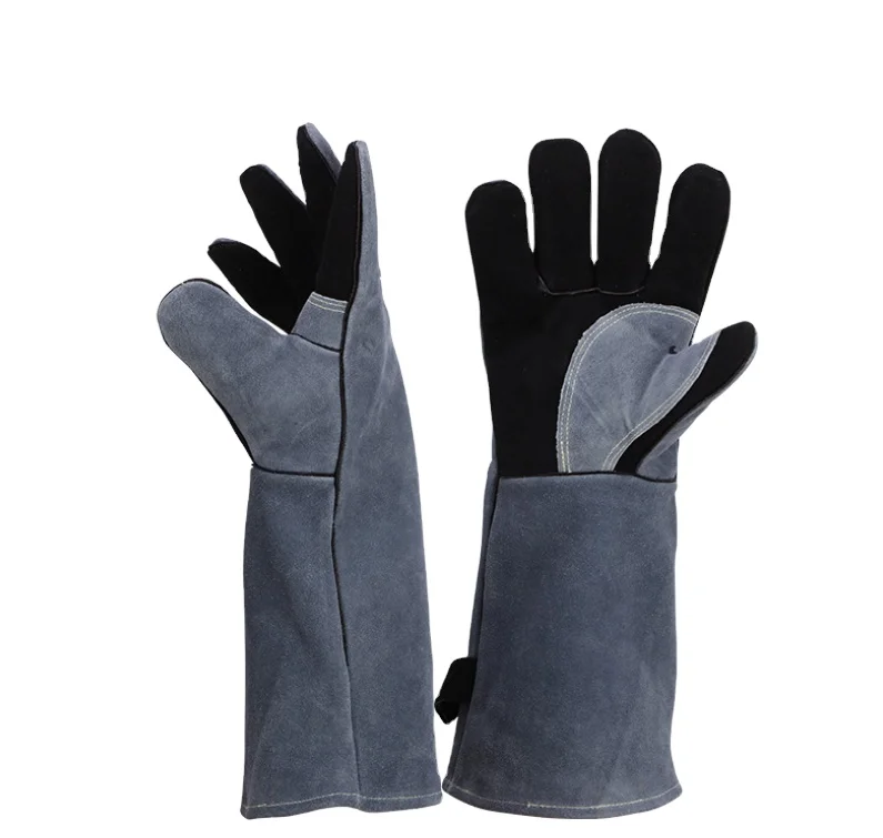 First layer cowhide welding gloves denim light-colored full palm protective gloves cowhide welding gloves